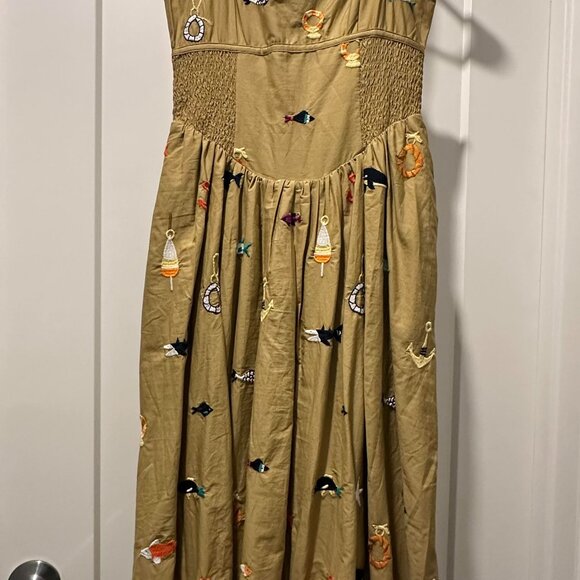 NWT ANTHROPOLOGIE X MAEVE Sleeveless Square-Neck Drop-Waist Midi Dress - Picture 3 of 3